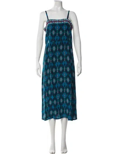 Pre-owned Figue Printed Long Dress In Blue