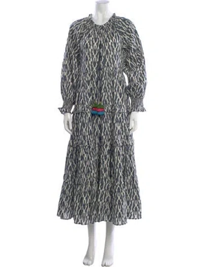 Pre-owned Figue Printed Long Dress In Blue