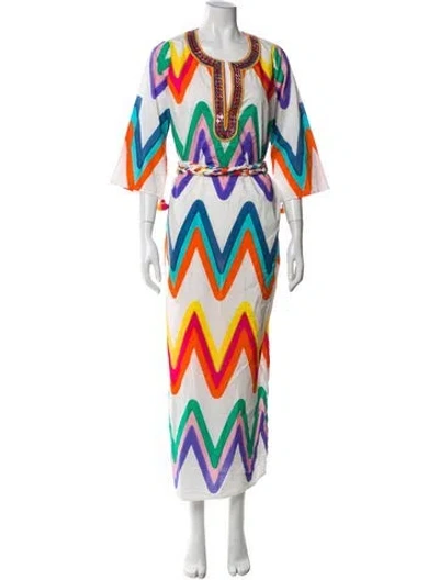 Pre-owned Figue Printed Long Dress In Blue