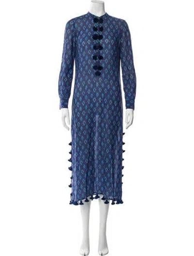 Pre-owned Figue Printed Long Dress In Blue