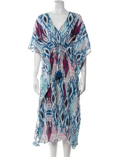 Pre-owned Figue Printed Long Dress In Blue