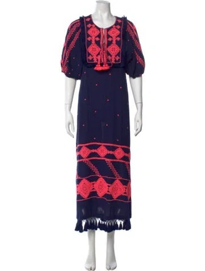 Pre-owned Figue Printed Long Dress In Blue