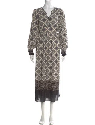 Pre-owned Figue Printed Long Dress In Neutral