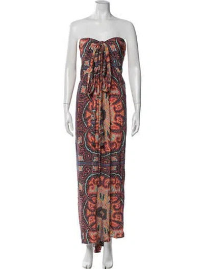 Pre-owned Figue Printed Long Dress In Orange