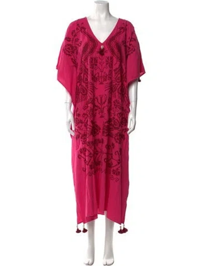 Pre-owned Figue Printed Long Dress In Pink