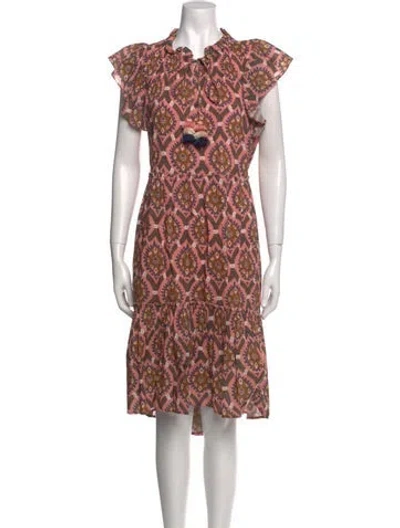 Pre-owned Figue Printed Long Dress In Pink