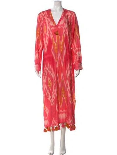 Pre-owned Figue Printed Long Dress In Pink