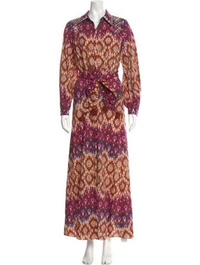 Pre-owned Figue Printed Long Dress In Pink