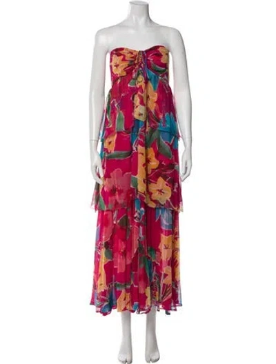 Pre-owned Figue Printed Long Dress In Pink