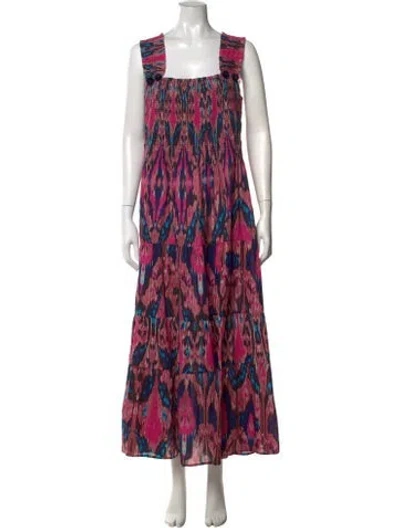 Pre-owned Figue Printed Long Dress In Pink