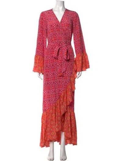 Pre-owned Figue Printed Long Dress In Pink