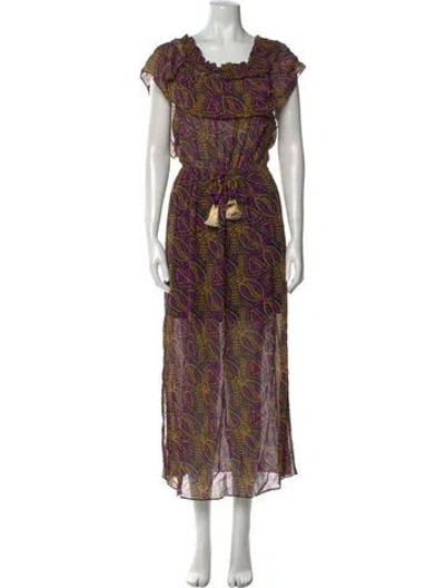 Pre-owned Figue Printed Long Dress In Purple