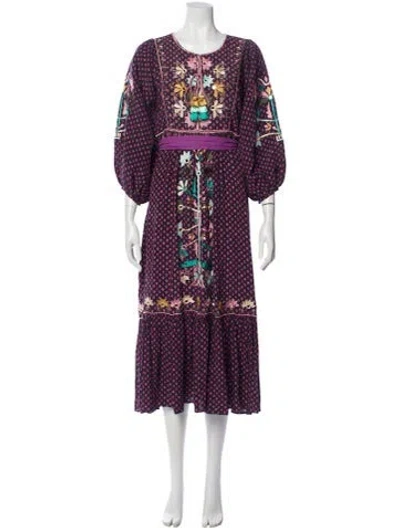Pre-owned Figue Printed Long Dress In Purple