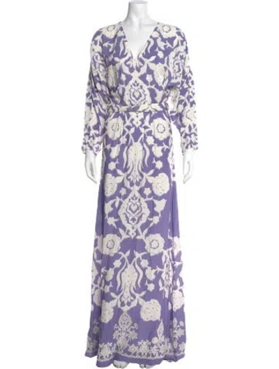 Pre-owned Figue Printed Long Dress In Purple