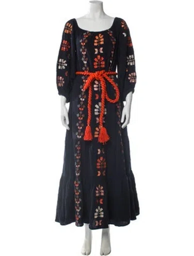 Pre-owned Figue Printed Long Dress W/ Tags In Blue