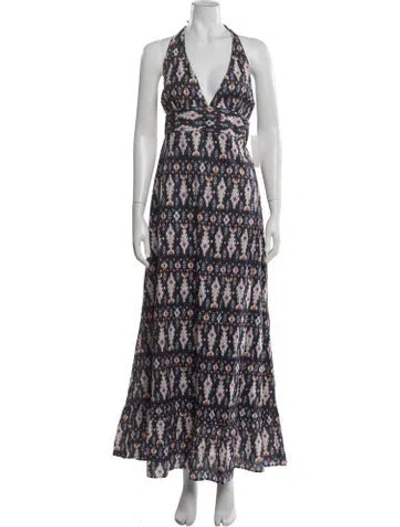 Pre-owned Figue Printed Long Dress W/ Tags In Blue