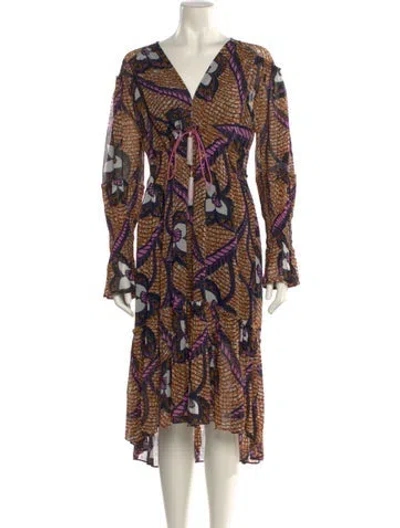 Pre-owned Figue Printed Long Dress W/ Tags In Multi