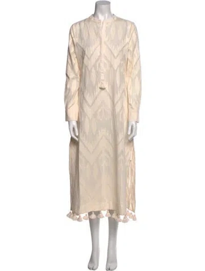 Pre-owned Figue Printed Long Dress W/ Tags In Neutral