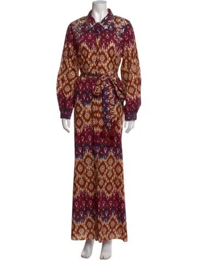 Pre-owned Figue Printed Long Dress W/ Tags In Orange