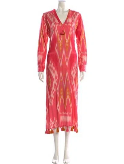 Pre-owned Figue Printed Long Dress W/ Tags In Pink