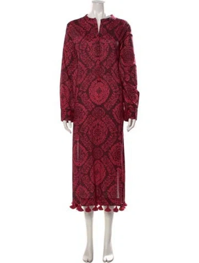 Pre-owned Figue Printed Long Dress W/ Tags In Red