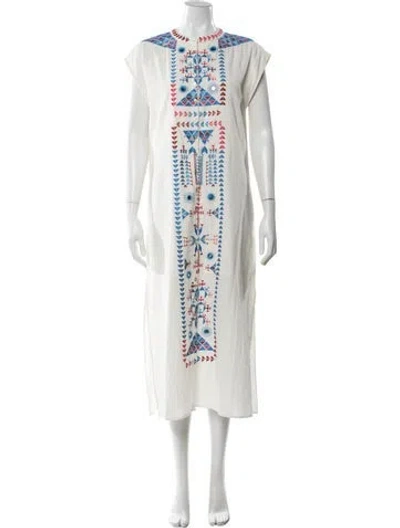 Pre-owned Figue Printed Long Dress In White