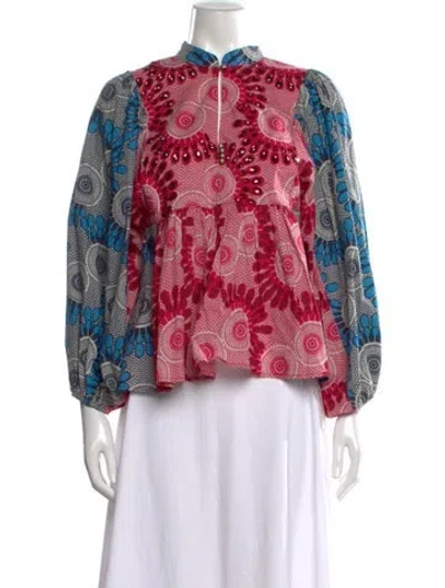 Pre-owned Figue Printed Long Sleeve Top In Neutrals