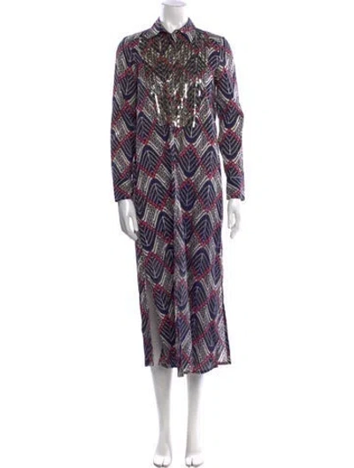 Pre-owned Figue Printed Long Sleeve Tunic In Multi