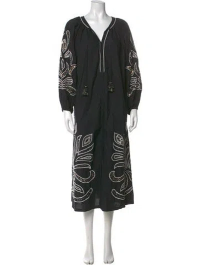 Pre-owned Figue Printed Midi Length Dress In Black