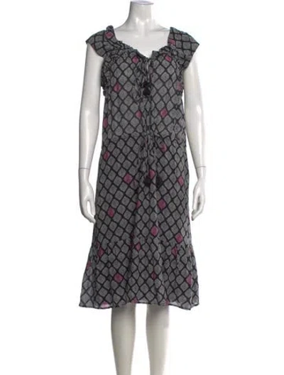 Pre-owned Figue Printed Midi Length Dress In Black