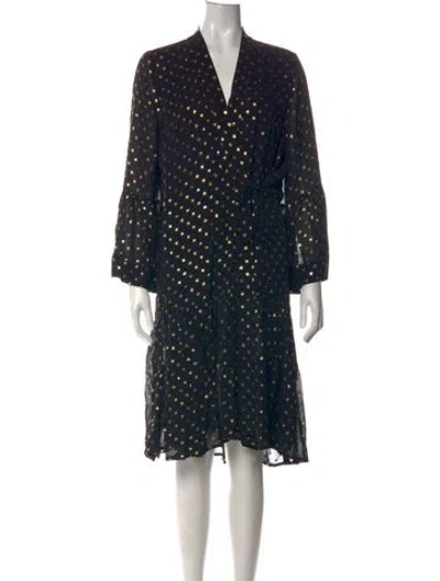 Pre-owned Figue Printed Midi Length Dress In Black