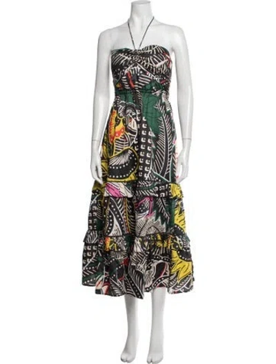 Pre-owned Figue Printed Midi Length Dress In Black/neutrals