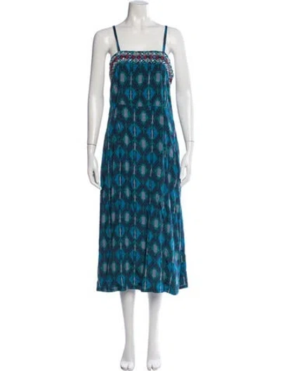 Pre-owned Figue Printed Midi Length Dress In Blue
