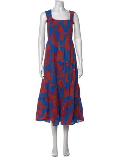 Pre-owned Figue Printed Midi Length Dress In Blue/orange/purple