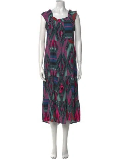 Pre-owned Figue Printed Midi Length Dress In Gray