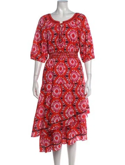 Pre-owned Figue Printed Midi Length Dress In Multicolor