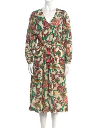 Pre-owned Figue Printed Midi Length Dress In Neutral