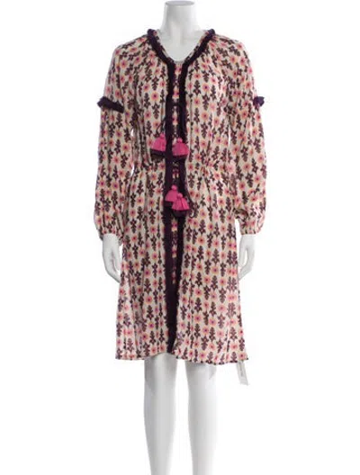 Pre-owned Figue Printed Midi Length Dress In Neutrals/pink/purple