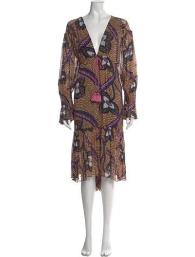 Pre-owned Figue Printed Midi Length Dress In Orange