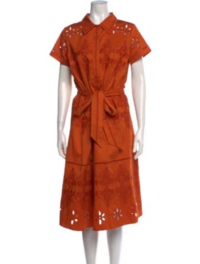 Pre-owned Figue Printed Midi Length Dress In Orange