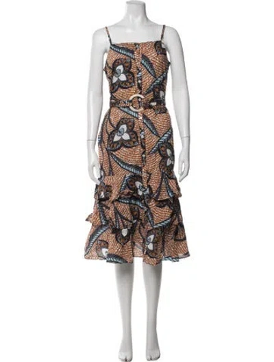 Pre-owned Figue Printed Midi Length Dress In Orange