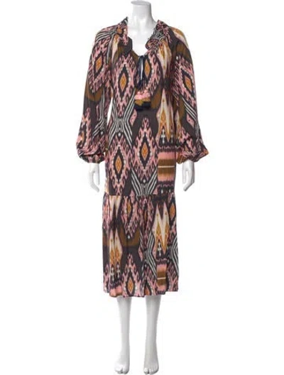 Pre-owned Figue Printed Midi Length Dress In Pink