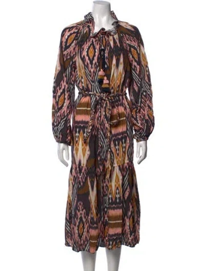 Pre-owned Figue Printed Midi Length Dress In Pink