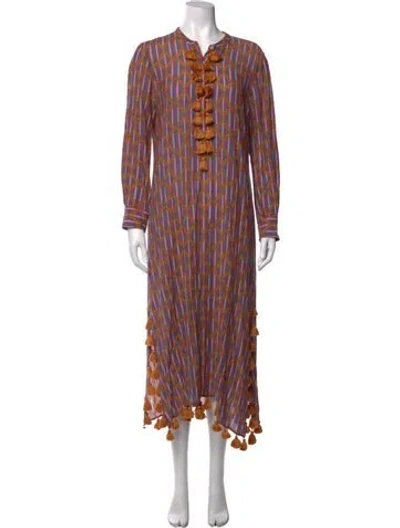 Pre-owned Figue Printed Midi Length Dress In Pink