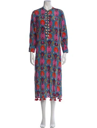 Pre-owned Figue Printed Midi Length Dress In Pink