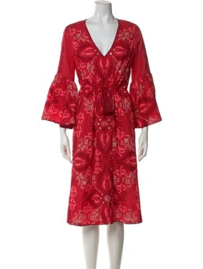 Pre-owned Figue Printed Midi Length Dress In Red