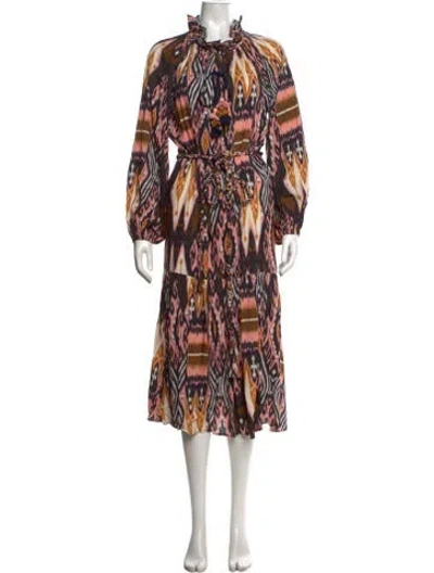 Pre-owned Figue Printed Midi Length Dress W/ Tags In Pink