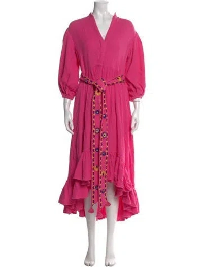 Pre-owned Figue Printed Midi Length Dress W/ Tags In Pink