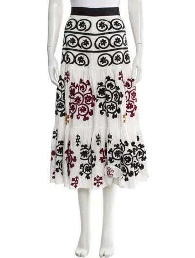 Pre-owned Figue Printed Midi Length Skirt In Black