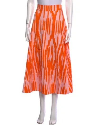 Pre-owned Figue Printed Midi Length Skirt In Orange/pink